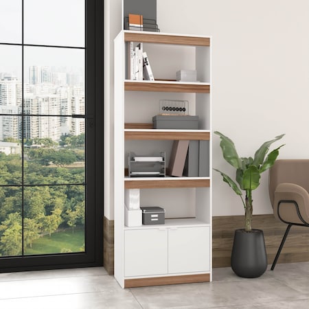 Manhattan Comfort Ratzer Bookcase in White and Brown BC-316AMC193